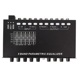 Car Audio Equalizer 5 Bands Tuning Crossover Amplifier Graphic EQ with SUB Volume Adjustable, Built in, StereoOutput, Input Car Audio Graphic Equalizer