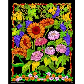 Stuff2Color Sunflower Garden - Fuzzy Velvet Poster for Kids and Adults (Arrives Uncolored) - Beautiful Coloring Activity