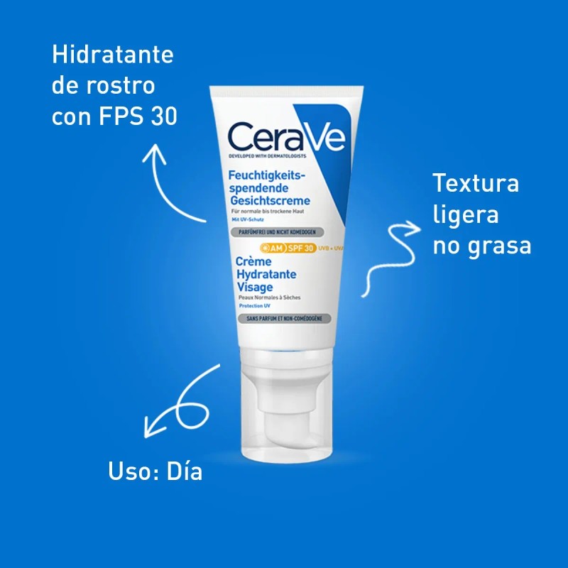 Cerave Loción Hidratante Rostro Fps30 52ml Todo Tipo Piel Día