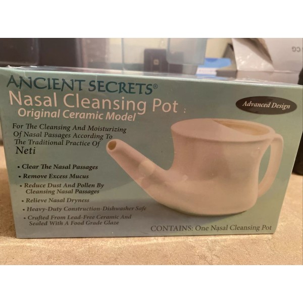 Ancient Secrets White Ceramic Nasal Cleansing Neti Pot Ancient Secrets