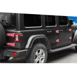 Jimen Fit for Jeep Wrangler JLU 4 Door 2018-2024, 20PCS Door Hinge & Tailgate Hinge Cover Exterior Trim Accessories (Pink)