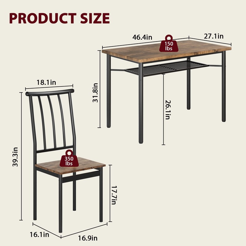 Alkmaar 5 Piece Kitchen Chairs 4, Dining Table Set with