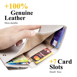 SCHLATUM Small Wallet Women Genuine Leather RFID Blocking Trifold Tiny Wallets with Snap Coin Pouch 7 Card Solts