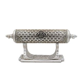 Modefa Islamic Turkish Table Decor Showpiece Gift Sculpture Scroll Stand 99 Names of Allah ESMA (Silver)