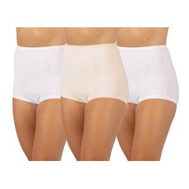 Dixie Belle Women's Banded Leg Cotton Full Brief Panty (US, Numeric, 7, Regular, Regular, White/White/Beige)