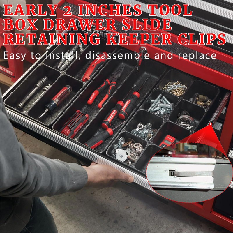 Tool Box Drawer Slide Retaining Keeper Clips Compatible for LUMDOR