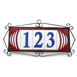House Letters 4 Inch Hand Painted Sign Address Address Names Address Numbers for Houses House Numbers and Letters USA Flag Design 4.3 x 2.1 Inch (Space "Blank")