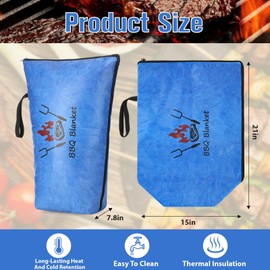 Baderke 21 Inch BBQ Meat Resting Blanket, Reusable Insulated Smoker Grilling Bag for Brisket, Fathers Day Gift, BBQ Lovers, Christmas Present, Camping Accessory(Blue)