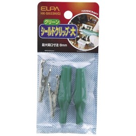 エルパ(ELPA) シールドクリップ 工作 配線 電気 大 絶縁耐圧:AC2000V 絶縁抵抗:DC500V 100MΩ以上 最大開口寸法:8mm グリーン HK-SK03H(G)