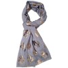 GFM® Scottish Thistle Flower Metallic Foil Print Scarf - Grey
