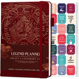 Legend Planner – Weekly & Monthly Life Planner to Hit Your Goals & Live Happier. Organizer Notebook & Productivity Journal. A5 (Wine Red)