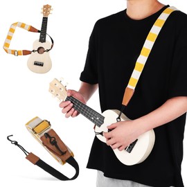 Vaguelly Ukulele Ukulele No Drill, Clip- , Adjustable Double J Hook Clip Belt Replacement Ukulele Neck Sling Instrument Belt for Adult, Yellow