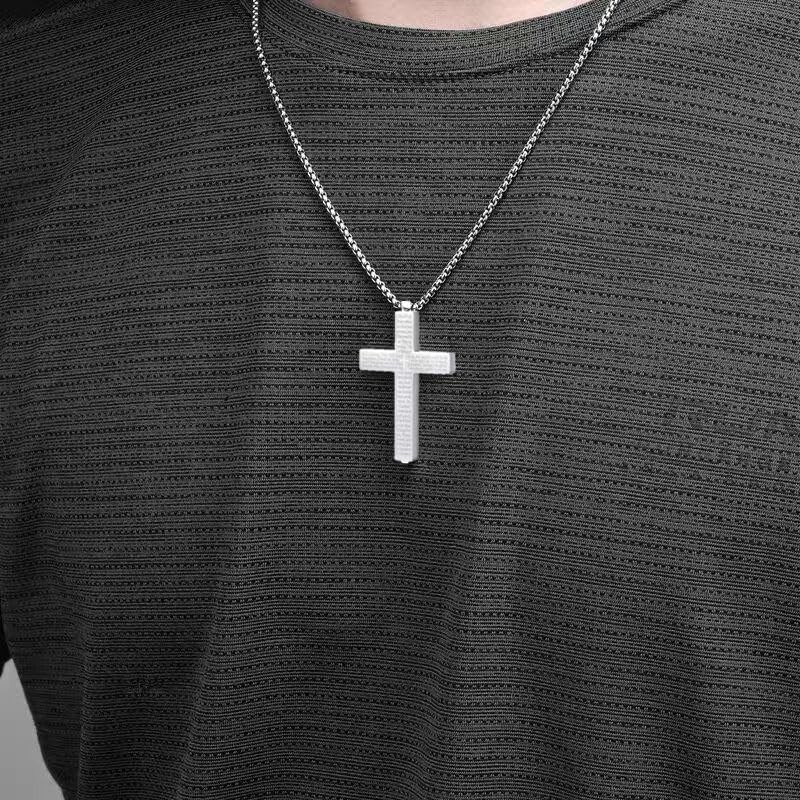ONLYJUMP Stainless Steel Lord's Prayer Cross Pendant Necklaces for Men