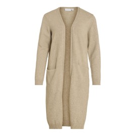 Vila Women's Viril Open Long-Sleeved Noos Knitted Cardigan, Beige (Natural Melange Natural Melange), XS