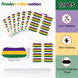 48 Pairs Sports Eye Black Stickers Eye Strips Sports Breathable Eye Stickers with 1 White Pencil for Baseball Football Softball Fans on Game Day (Purple,Yellow,Green)