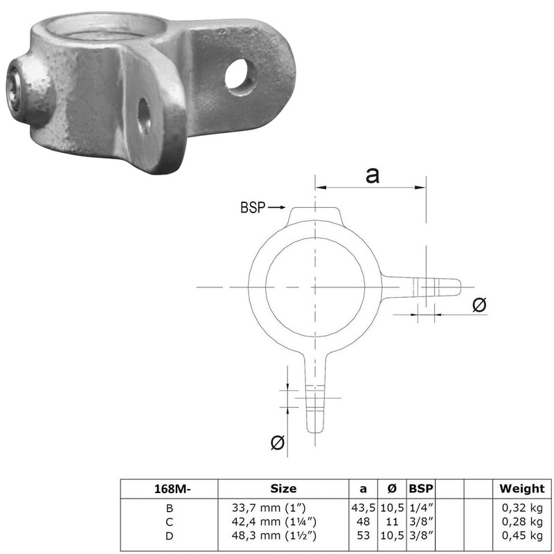WITTKOWARE Pipe Connector Galvanised Malleable Cast Iron for Pipe Outer