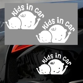 MAEZOE 2-Pack Kids in Car Decal Sticker, Baby on Board Signs for Safety Driving, Kids in Car Funny Vinyl Decal for Car Windows and Bumpers