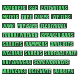 Toolbox Drawer Labels, 3D Labels for Magnetic Tool Organisers, Reusable, Easy to Read Badge Stickers, Accessories, Fits All Toolbox Drawers