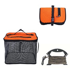 Fishing, Folding Floating Squares, Fishing Equipment, 32.8 ft (10 m) Rope Included, Utensil Net, 15.7 inches (40 cm), Bucket, Multi-functional, For Fishing, Surf Fishing, Tackle Box, EVA Material (Orange)