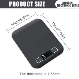 Küchenwaage Digital, 10kg/1g Küchenwaage Wiederaufladbar Digitale Küchenwaagen mit LCD Display & Tara Funktion Professionelle Küchenwaagen mit Akku Ladekabel- Schwarz