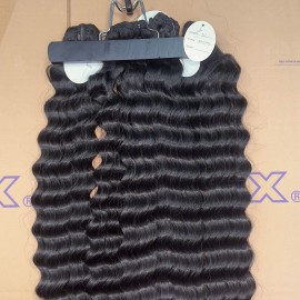 Free Gift Indian Curly Natural Wavy Hair Extension Burmese Curly Real Raw Human Hair Bone Straight Bundles Vendor Cambodian Hairstyle: deep wave 1 bundle, color: natural black, Stretched Length: 24"