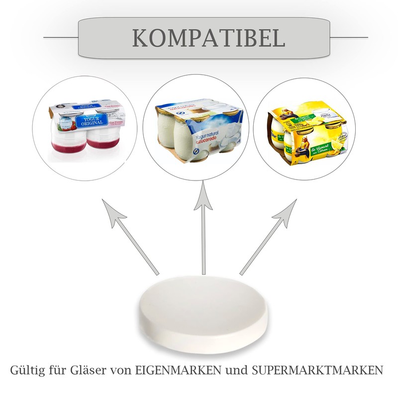 XILMARK Yoghurt Lids Compatible with Yoghurt Jars 125 grs (Edeka,