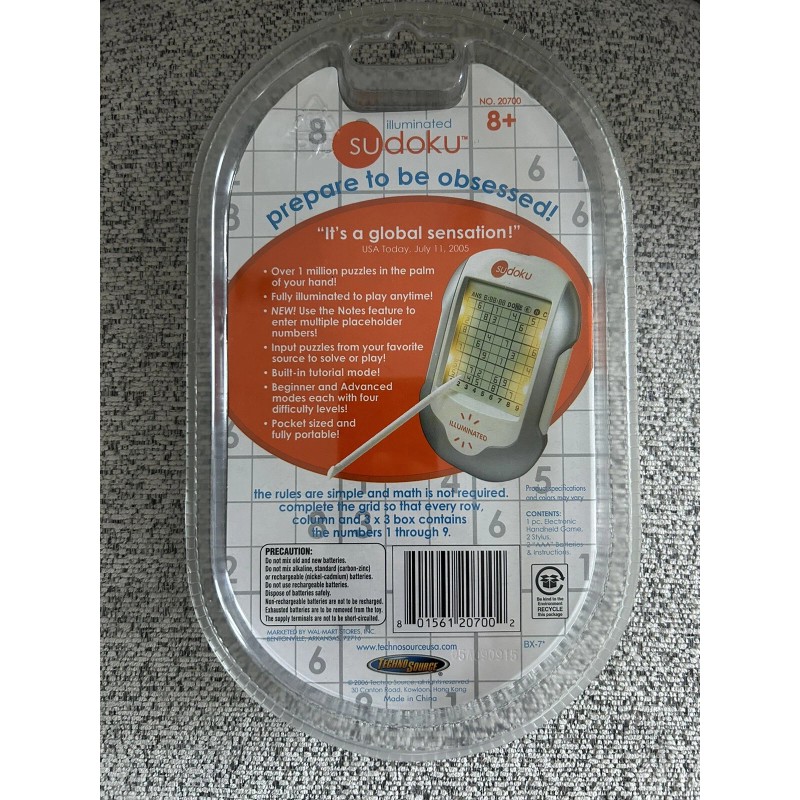 Technosource Sudoku Handheld Game Stylus Illuminated Touchscreen Techno Source New