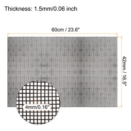 MECCANIXITY Plastic Mesh Canvas Sheet 60x42cm/23.6x16.5inch Black Blank Canvas Rectangle 4mm Hole for Embroidery Needlepoint, Knit Crochet Mesh, Pack of 2