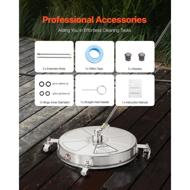 18\" Stainless Steel High Pressure Washer Attachments with 4 Quick