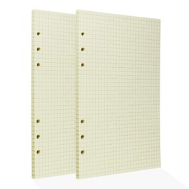 A5 Refillable Note Paper Refill Paper 6 Hole Notebook Refill 120 Sheets / 240 Pages Checked Notepads Diary Refill Inserts Paper Beige (Binder with 6 Holes)