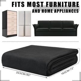 Fanfanwin 4 Pcs 80" X 72" Extra Large Moving Blankets Heavy Duty Packing Blankets Textile Shipping Furniture Pads Furniture Covers Essentials for Protecting Wrapping Moving Supplies, Black