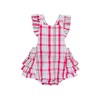 RuffleButts® Baby/Toddler Girls Flutter Overall Ruffled Romper - Adley Plaid,