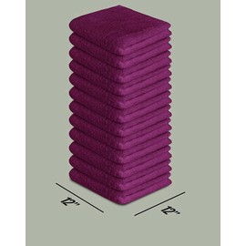 12 Pack Cotton Washcloths Set 100% Egyptian Cotton Face Cloths Towels Flannels(30 x 30 cm) Quick Dry And Absorbent Makeup remover (Purple)