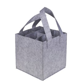 MIJOMA Felt Bottle Bag, Felt Bag for Bottlebag, Shopping Bag, Carry Bag with Dividers for Bottles, lightgrey, Additional pocket