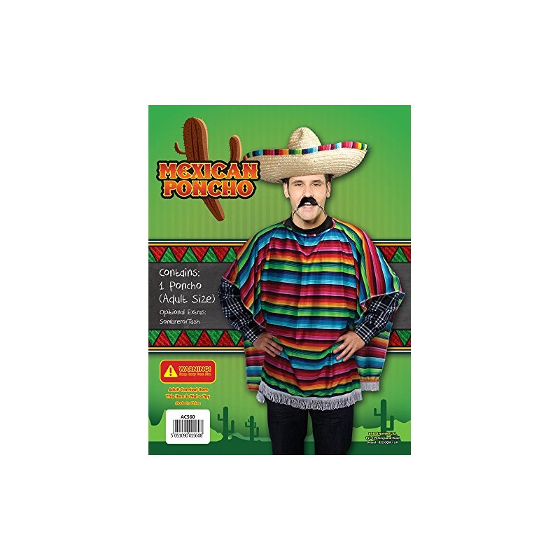 Bristol Novelty AC560 Mexican Poncho Adult Costume, One Size