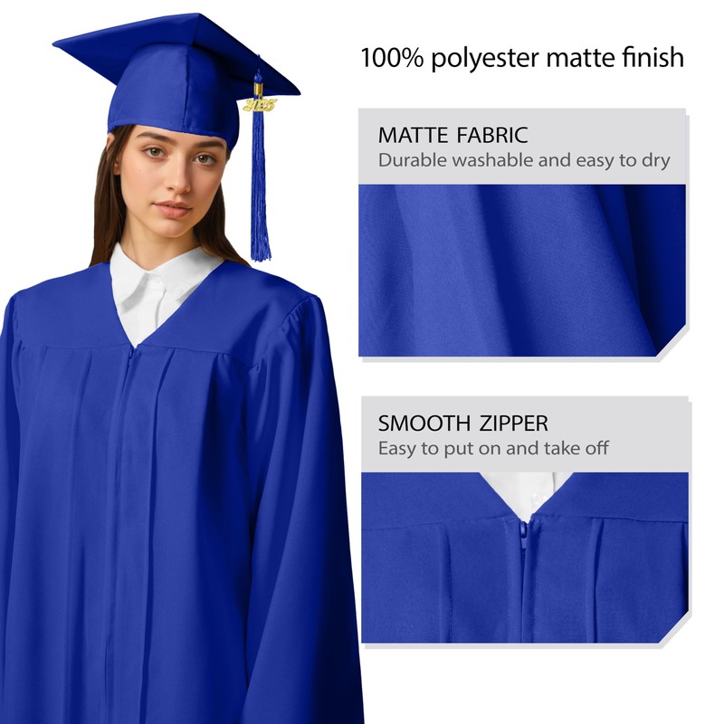 GFY Unisex Matte Graduation Cap & Gown Set with 2025