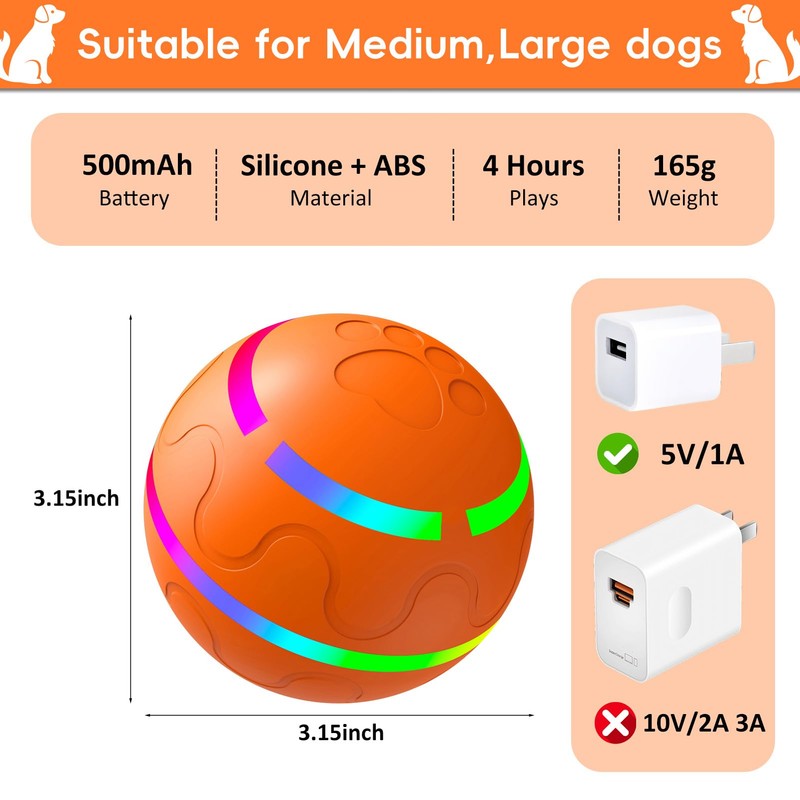 SUJF Smart Interactive Dog Ball, Interactive Dog Toys with Remote