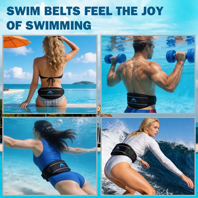 YOTAN Swim Belt for Adults, Flotation Belt with Reflective Strips,