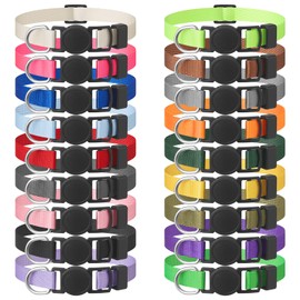 LAFAYI 18 Pcs Breakaway Pet Collars,Safety Buckle for Puppy Collars and Kitten Collar,Nylon,Mixed Colors,Adjustable,Ideal for Girl Boy Pet Supplies,Stuff,Accessories(M)