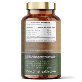 Time Health Oregano Oil - 120 Softgels - Vegan & Carrageenan-Free - 125mg Carvacrol per Softgel - Contains Thymol - UK Made - Zero Additives (120 Softgel Bottle)