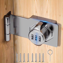 90 Degree Lock, 4.5inch 90 Degree Barn Door Lock Cabinet Password Rotary Hasp Locks - Right Angle Gate Door Lock - Household Security Combination Latch Lock for Fences, Gardens, Shed Door Silver 1Pack