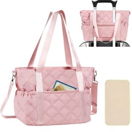 FCQQYWZ Quilted Diaper Bag Tote for Baby Bags with Changing Pad, Large Mommy Bag for Women Travel Maternity Bag, Shoulder Diaper Bag Nappy Storage Tote Bag Travel Hospital-Pink