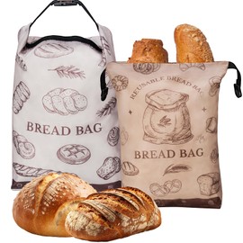 NiHome 2PCS Reusable Bread Storage Zipper Bags for Homemade Bread, 17"x12" Large Capacity Bread Bags, Freezer Bread Storage Zipper Bag, Double-Layer Protection with Waterproof & Oil-Resistant Lining