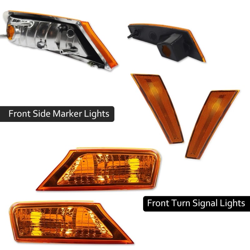GTINTHEBOX COMBO Amber Bumper Signal +Bumper Side Marker Lights For
