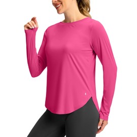 Soothfeel Women's Sun Shirts UPF 50+ UV Protection Lightweight Quick Dry SPF Long Sleeve Workout Hiking Tops Outdoor Clothing, Rose, S