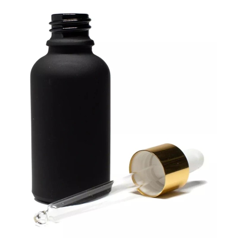 Meliars Gotero 50 Ml Frasco Negro Matizado Bulbo Dorado(10 Pzs)