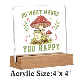 Funny Mushroom Gifts for Cottagecore, Cute Frog Gifts for Women Men, Do What Makes You Happy Home Bedroom Decorative Signs Plaque for Desk