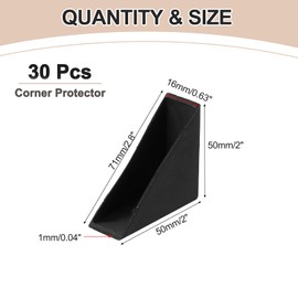 sourcing map 30Pcs Triangle Glass Corner Protector, 0.63 x 2 Inch Plastic Glass Table Corner Protector Transport Corner Guard for Glass, Ceramics, Wood, and Steel(Right Angle, Black)
