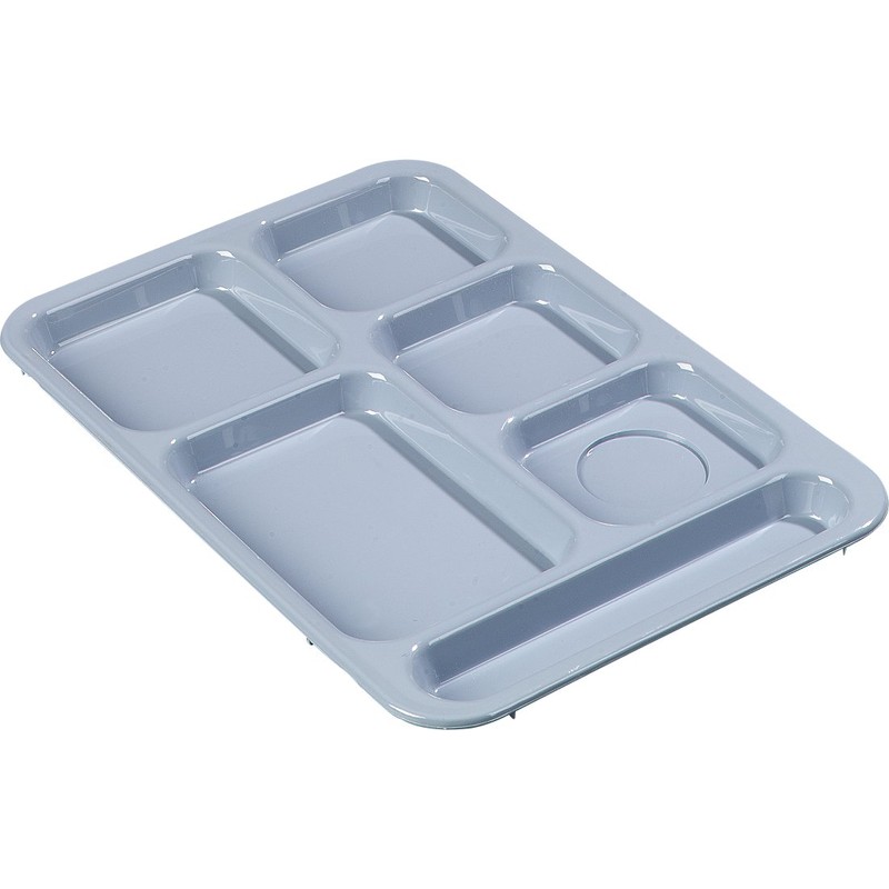 Carlisle FoodService Products Right-Hand 6-Compartment Tray, 10" x 14", Slate