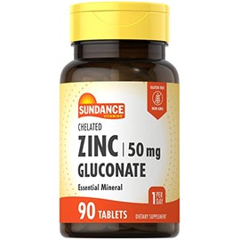 Sundance Zinc Supplement 50mg | 90 Tablets | Chelated Essential Mineral | Vegetarian, Non-GMO, and Gluten Free